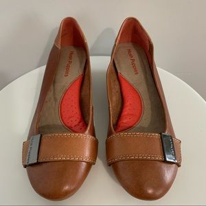 Hush Puppies Candid - Tan/Brown Leather Wedge Pumps - Size 7M